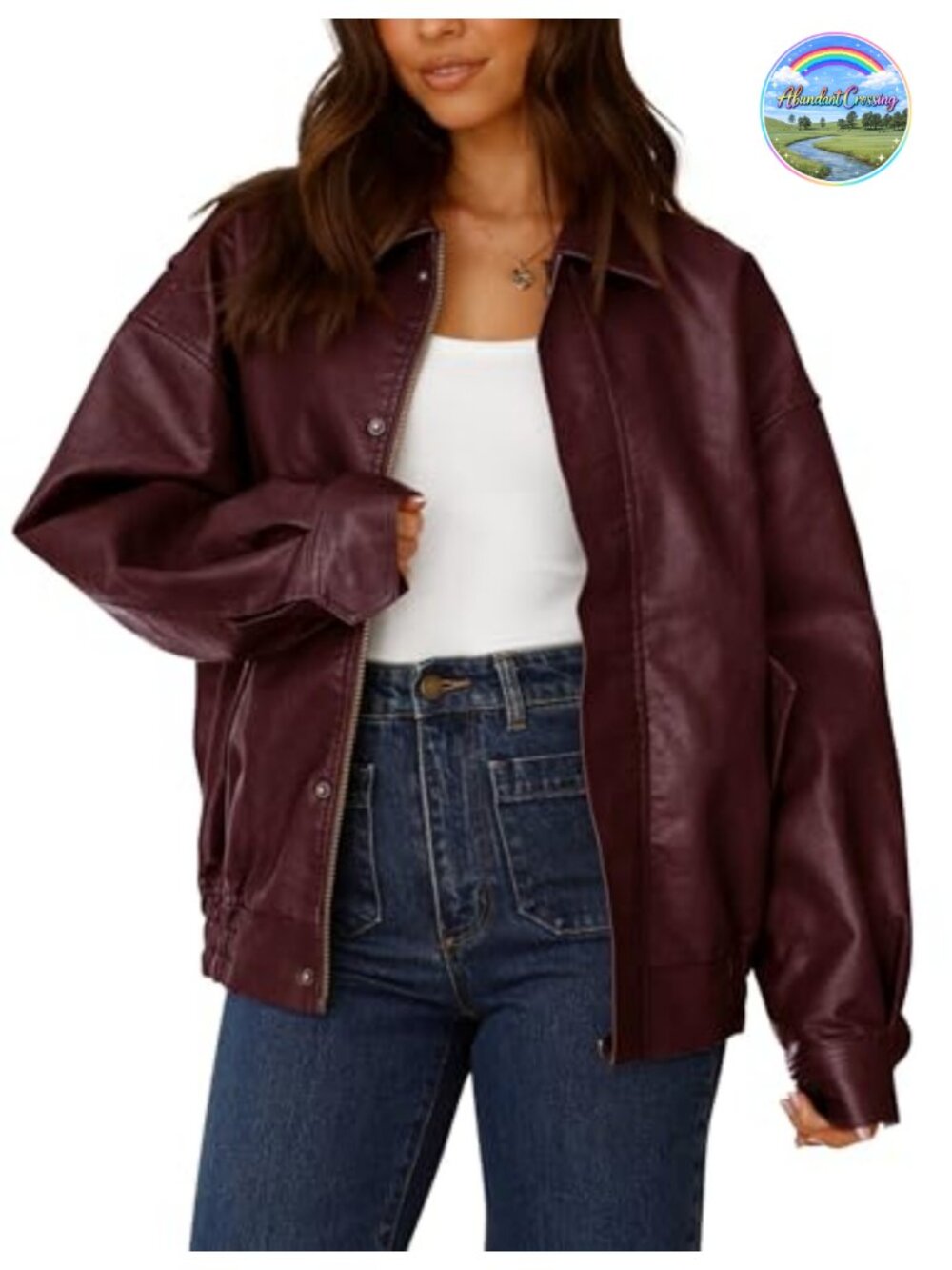 Women's Faux Leather Motorcycle Biker Jacket Winter Coat Zip Up Oversized Long